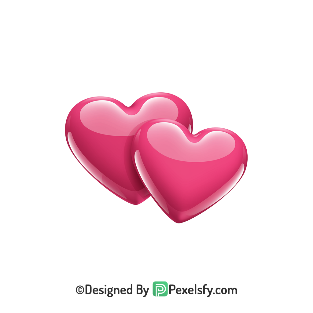 Minimal Two Pink Hearts PNG Transparent, 3d
