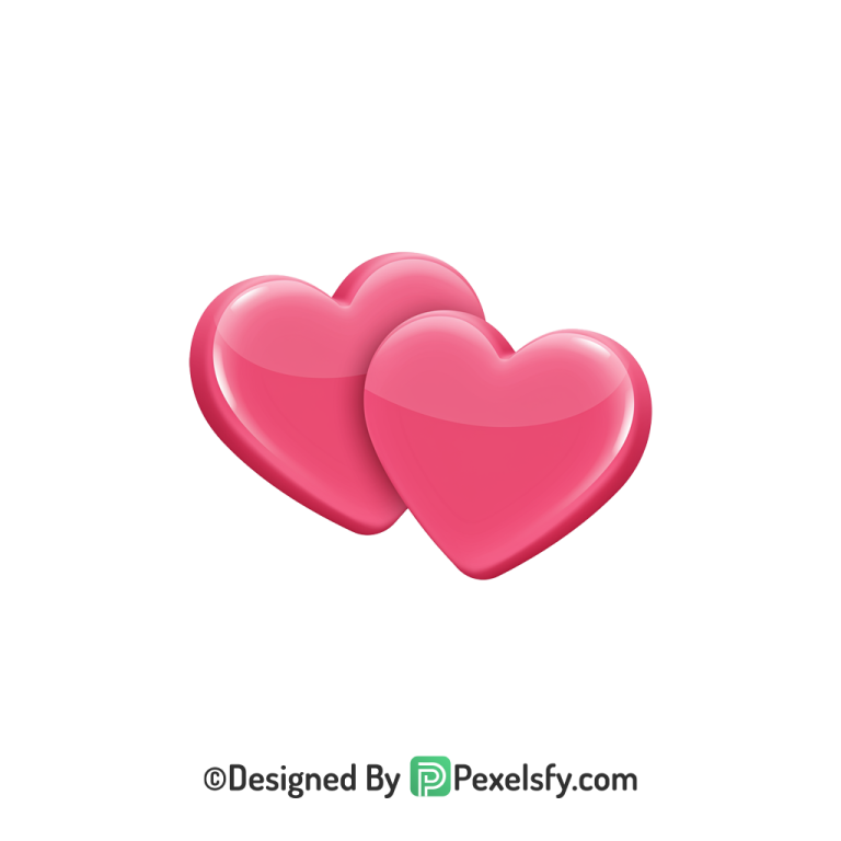 Realistic Two Pink Hearts PNG Transparent, 3d