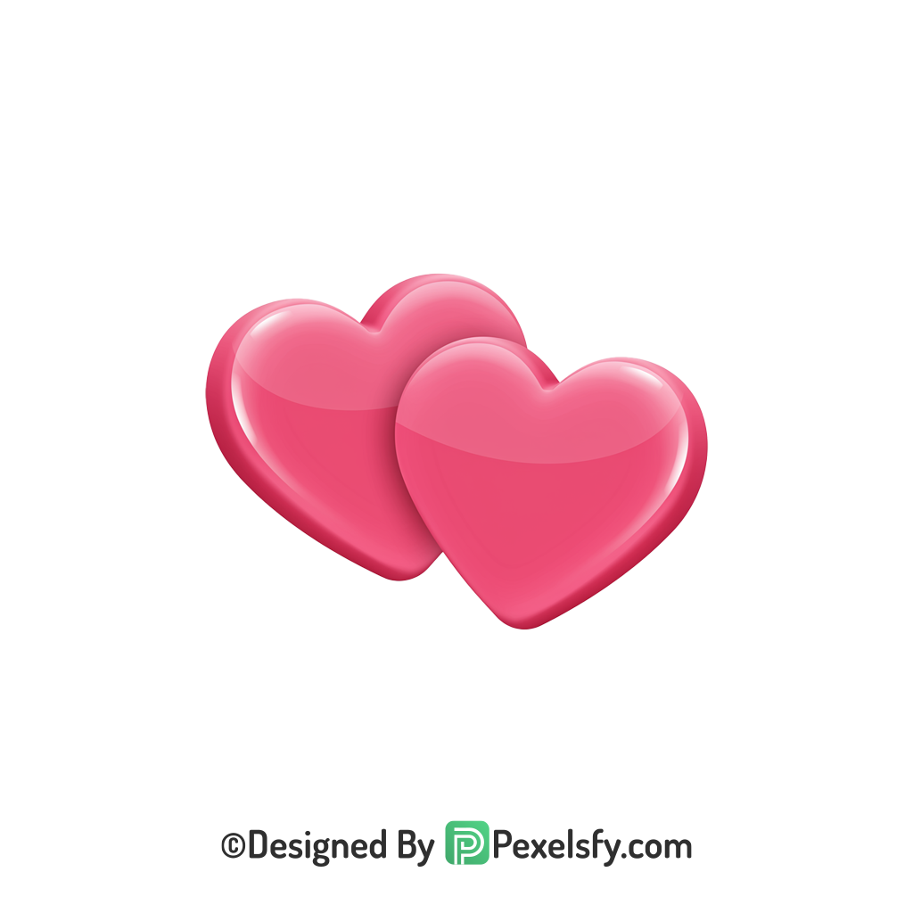 Realistic Two Pink Hearts PNG Transparent, 3d