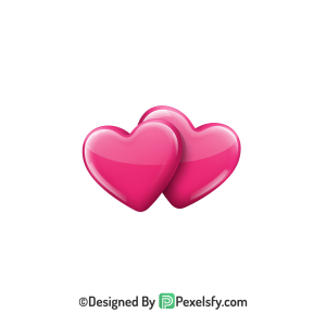 Magical Two Pink Hearts PNG Transparent, 3d
