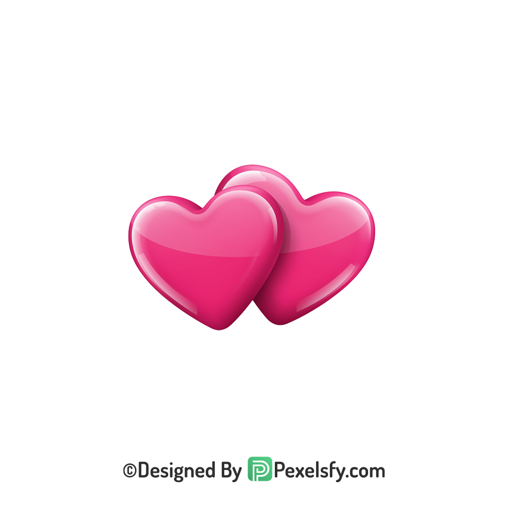 Magical Two Pink Hearts PNG Transparent, 3d
