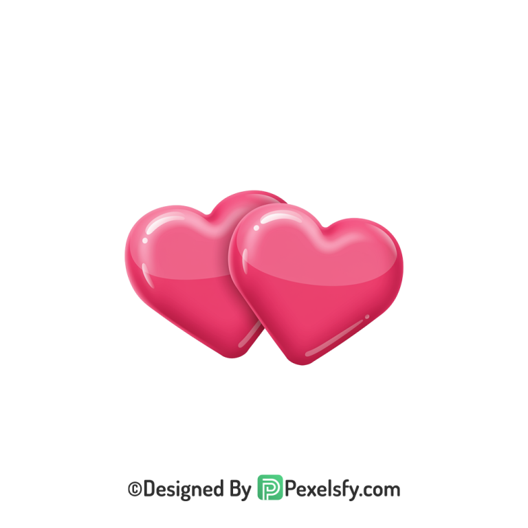 Girly Two Pink Hearts PNG Transparent, 3d