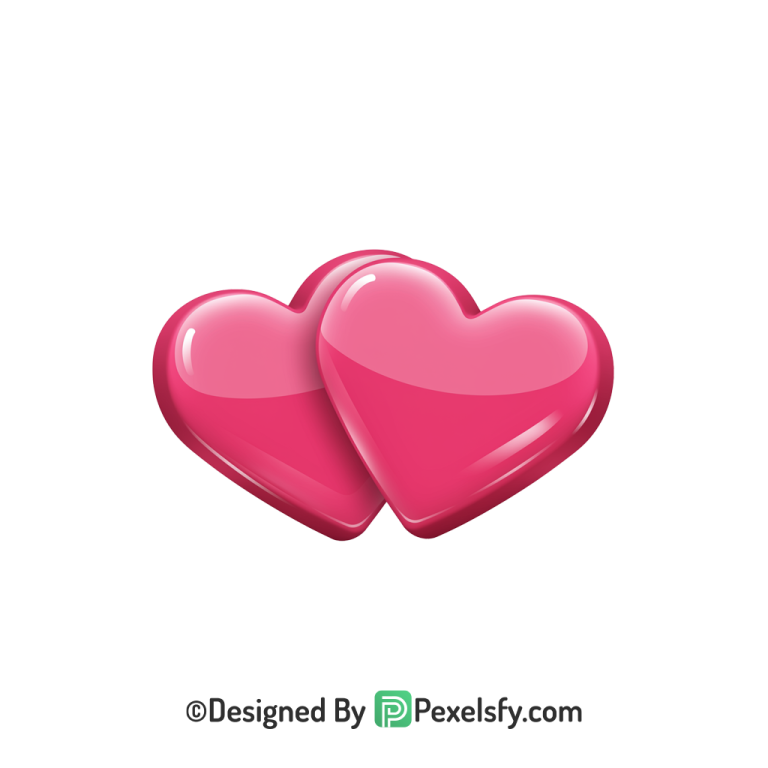 Trendy Two Pink Hearts PNG Transparent, 3d