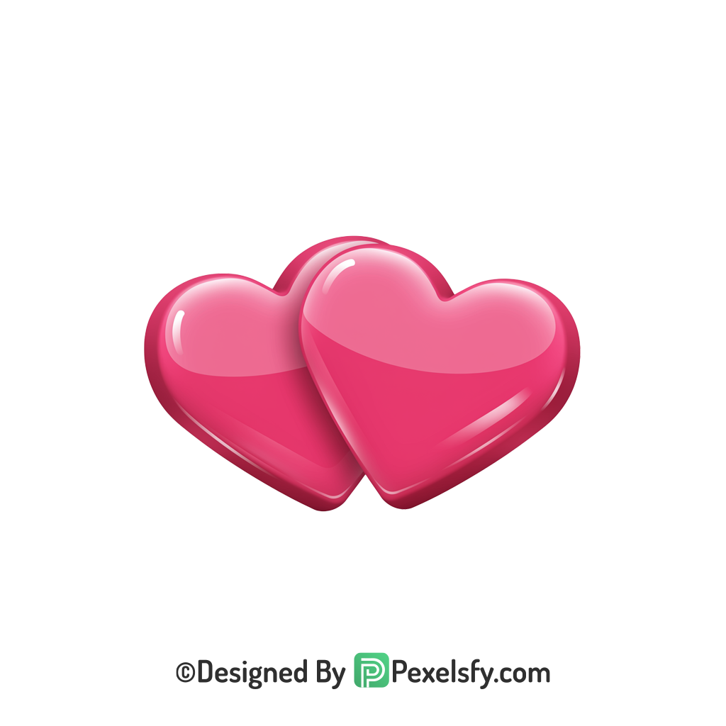 Trendy Two Pink Hearts PNG Transparent, 3d