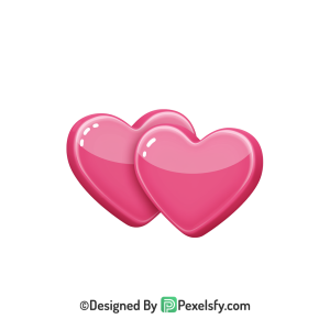 Glossy Two Pink Hearts PNG Transparent, 3d