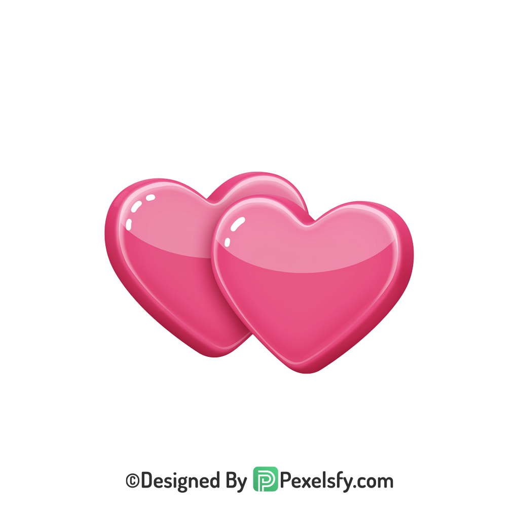 Glossy Two Pink Hearts PNG Transparent, 3d