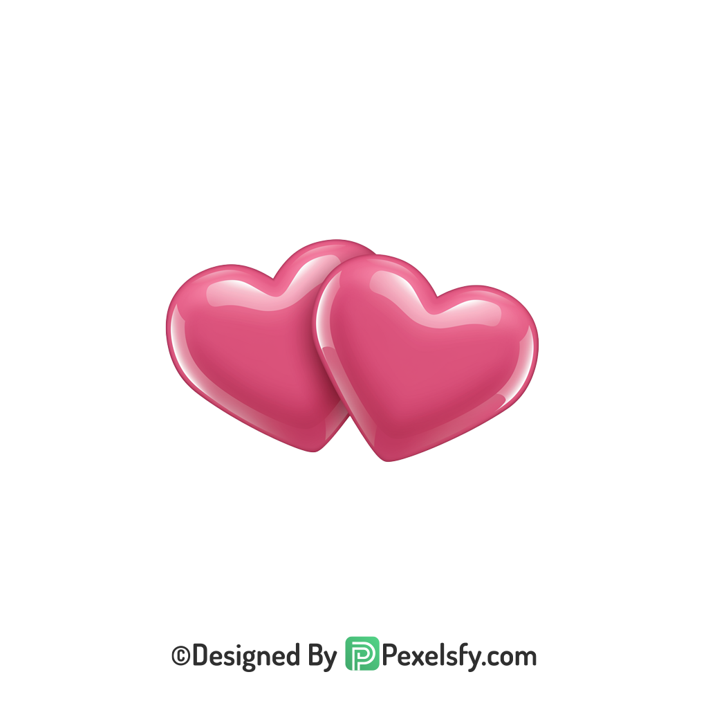 Adorable Two Pink Hearts PNG Transparent, 3d