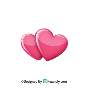 Sweet Two Pink Hearts PNG Transparent, 3d