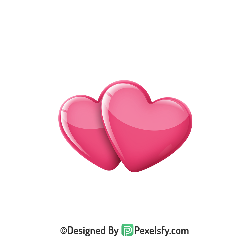 Sweet Two Pink Hearts PNG Transparent, 3d