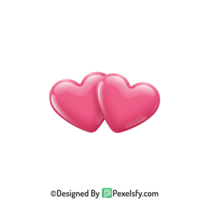 Soft Two Pink Hearts PNG Transparent, 3d