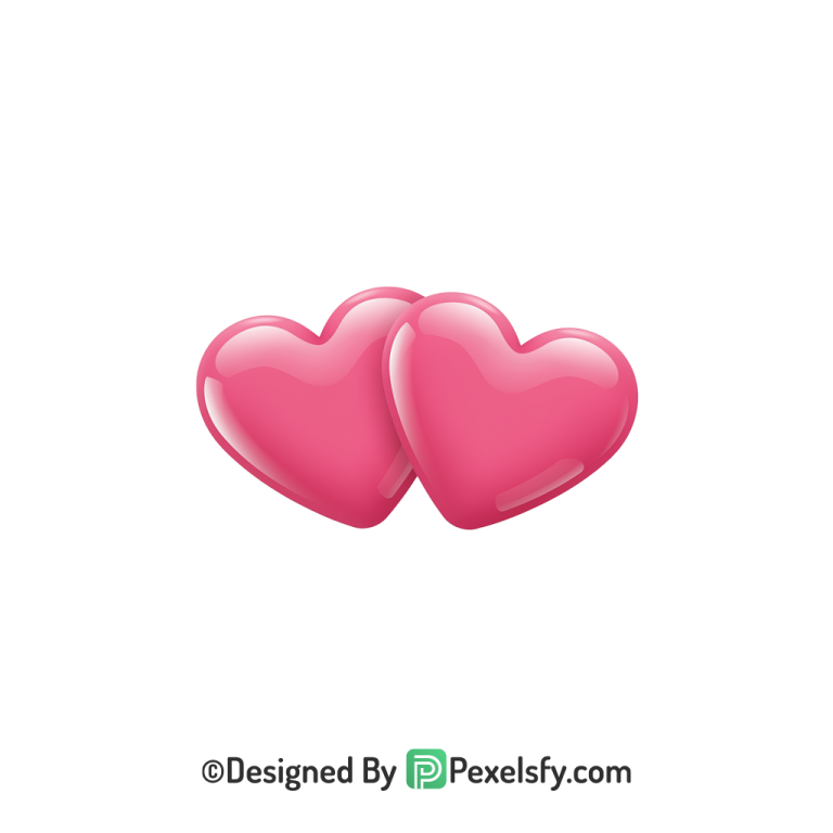 Soft Two Pink Hearts PNG Transparent, 3d