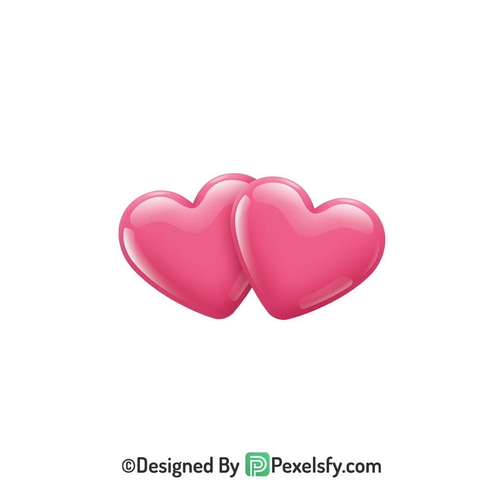 Soft Two Pink Hearts PNG Transparent, 3d