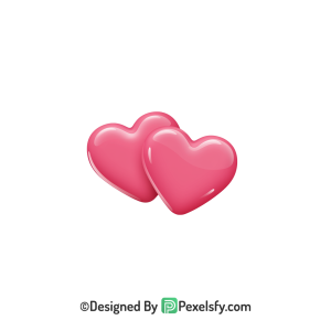 Elegant Two Pink Hearts PNG Transparent, 3d