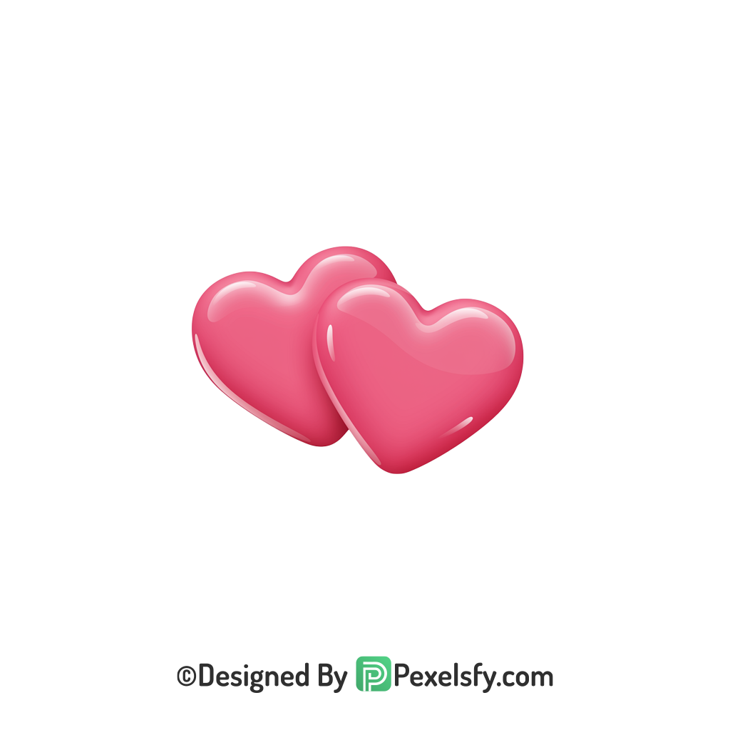 Elegant Two Pink Hearts PNG Transparent, 3d