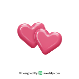 Dreamy Two Pink Hearts PNG Transparent, 3d