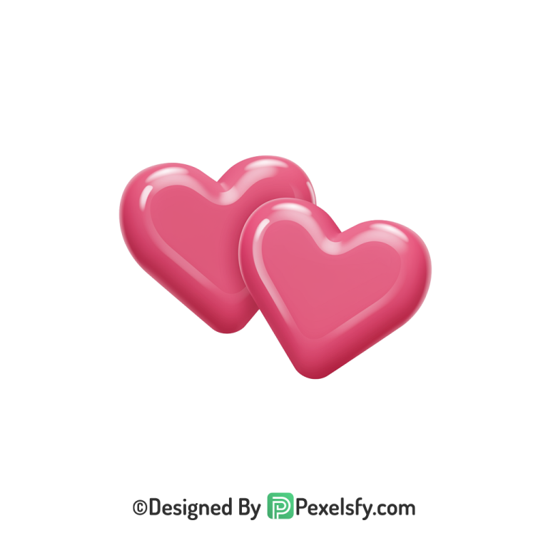 Dreamy Two Pink Hearts PNG Transparent, 3d