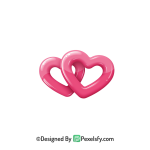 Pastel Two Pink Hearts PNG Transparent, 3d