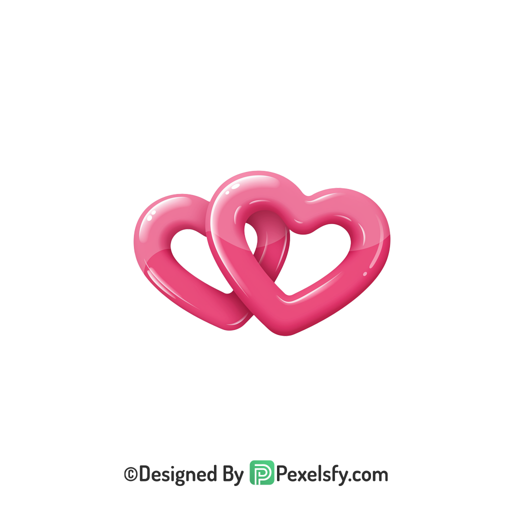 Pastel Two Pink Hearts PNG Transparent, 3d