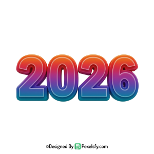 3d 2026 png creative celebration graphic, transparent