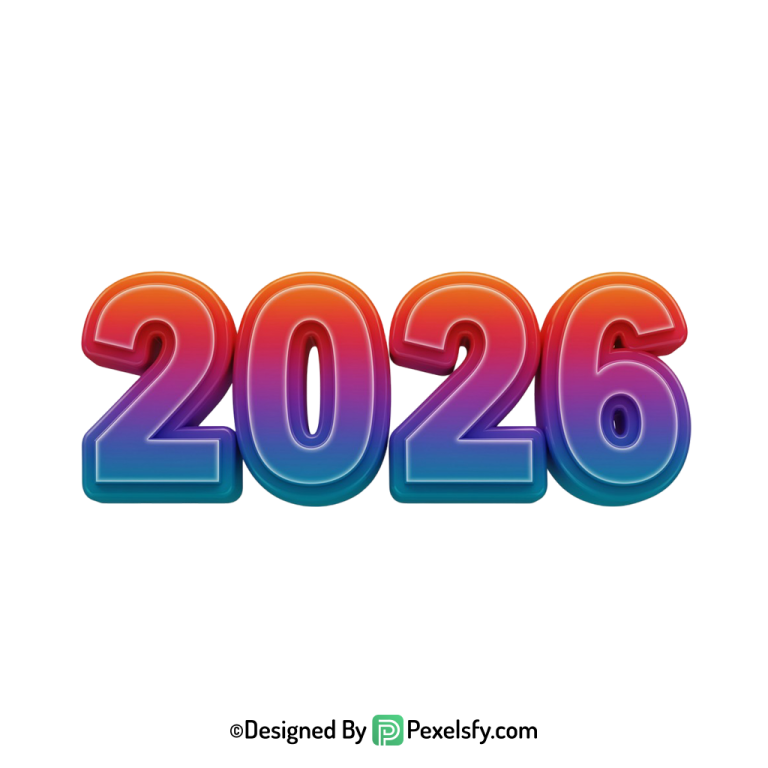 3d 2026 png creative celebration graphic, transparent