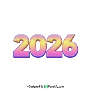 3d 2026 png festive number art, transparent