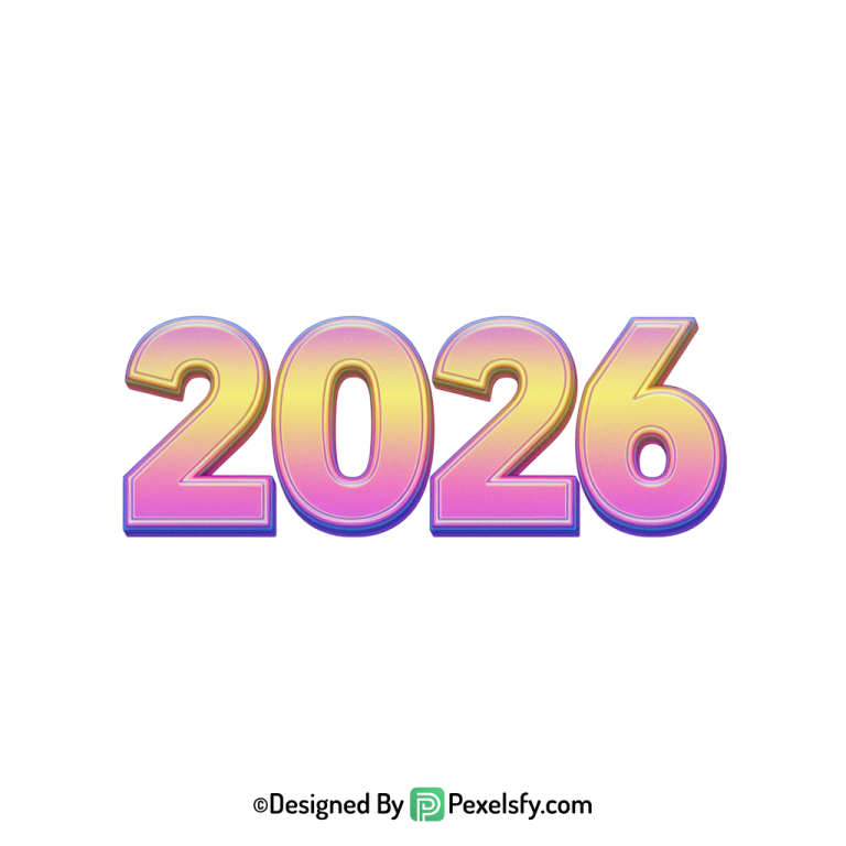 3d 2026 png festive number art, transparent