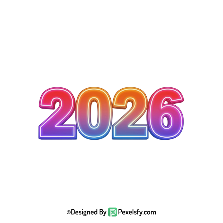 3d 2026 png isolated number file, transparent