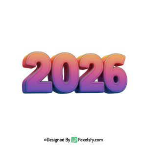 3d 2026 png golden color text, transparent