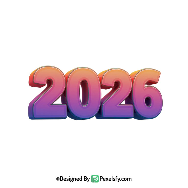3d 2026 png golden color text, transparent