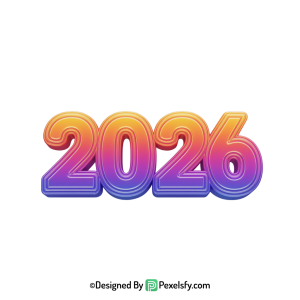 3d 2026 png decorative typography clipart, transparent
