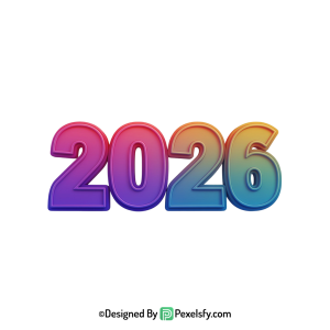 3d 2026 png for new year, transparent