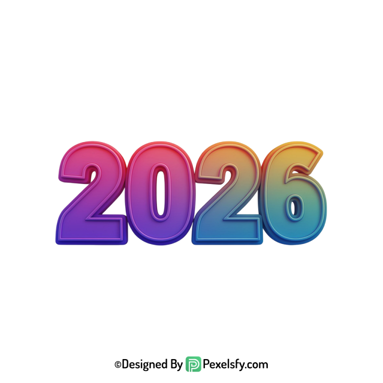 3d 2026 png for new year, transparent