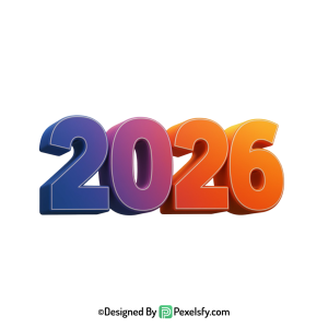 3d 2026 png outlined 3d letters, transparent