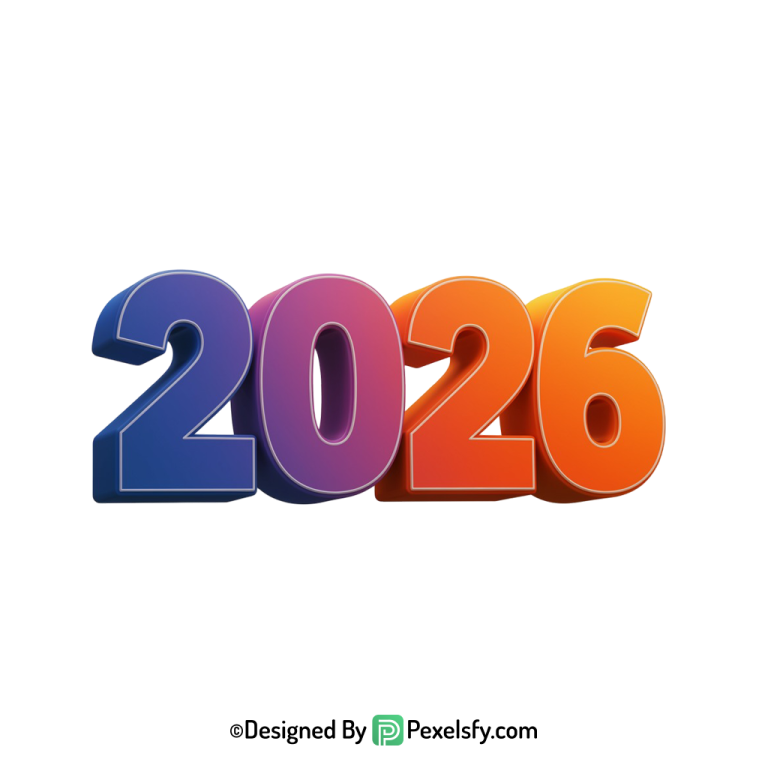 3d 2026 png outlined 3d letters, transparent