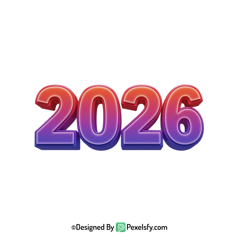 3d 2026 png for greeting cards, transparent