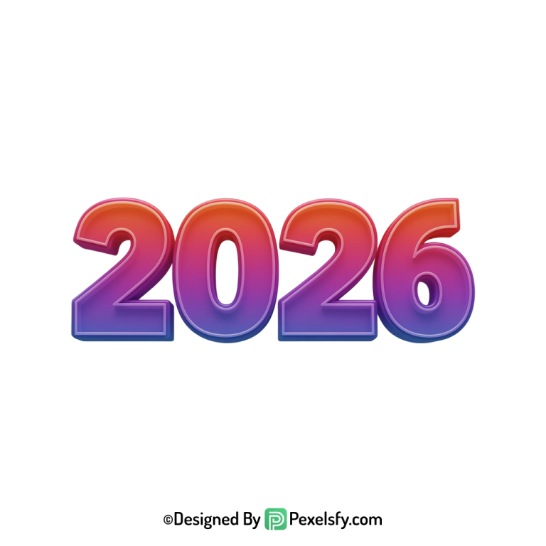 3d 2026 png text design, transparent background