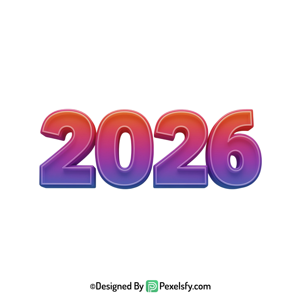 3d 2026 png text design, transparent background