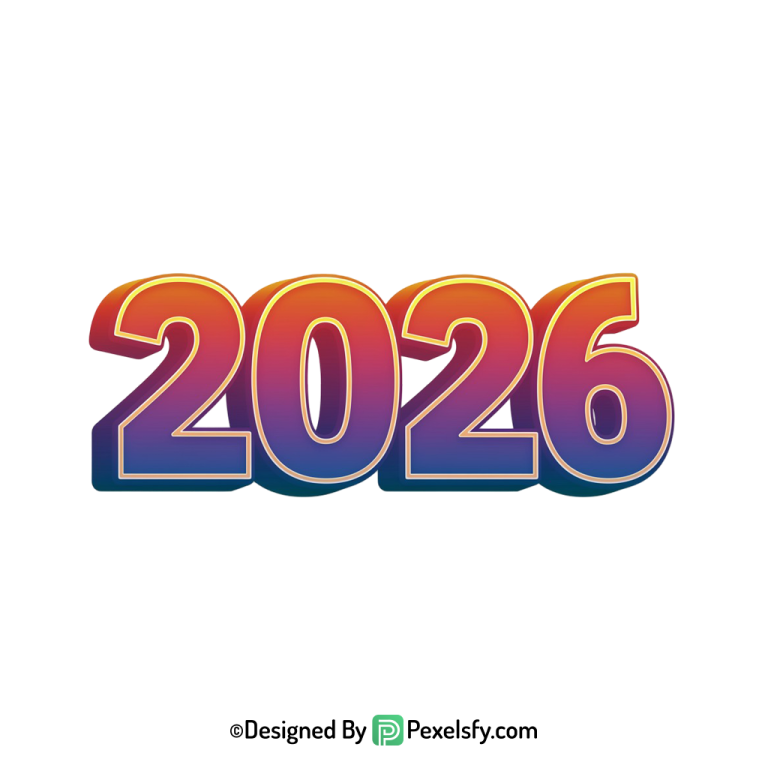 3d 2026 png shining light text, transparent