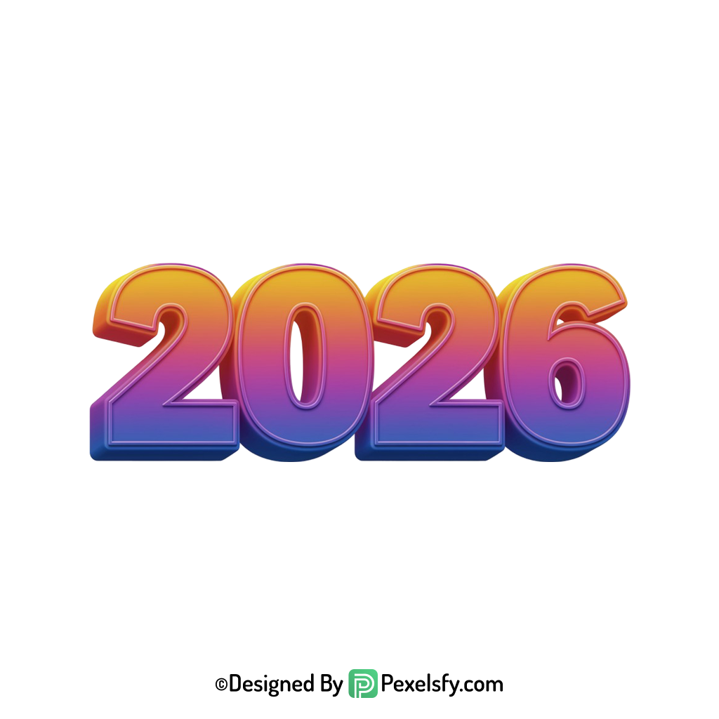 3d 2026 png text in 3d, transparent