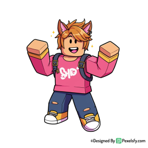Roblox png image con expresión alegre, fondo