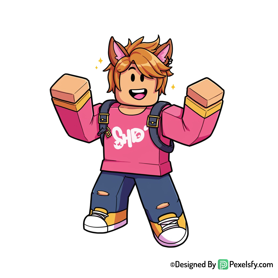Roblox png image con expresión alegre, fondo