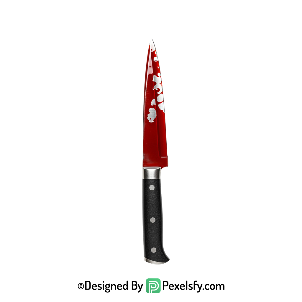 Bloody Knife PNG with Red Splatter transparent
