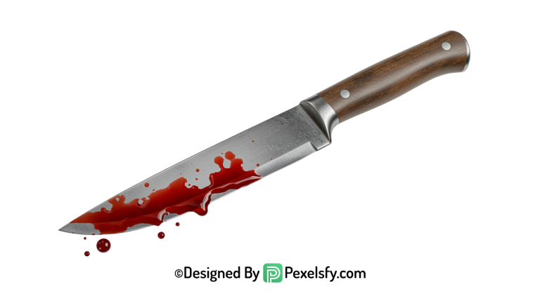 Bloody Knife PNG with Splatter Marks transparent