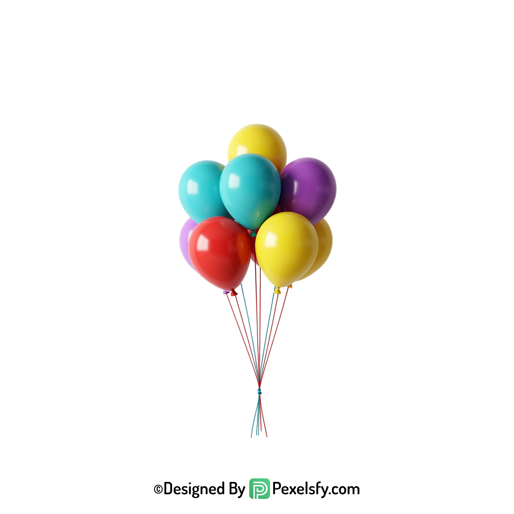 balloons png image with confetti design, happy