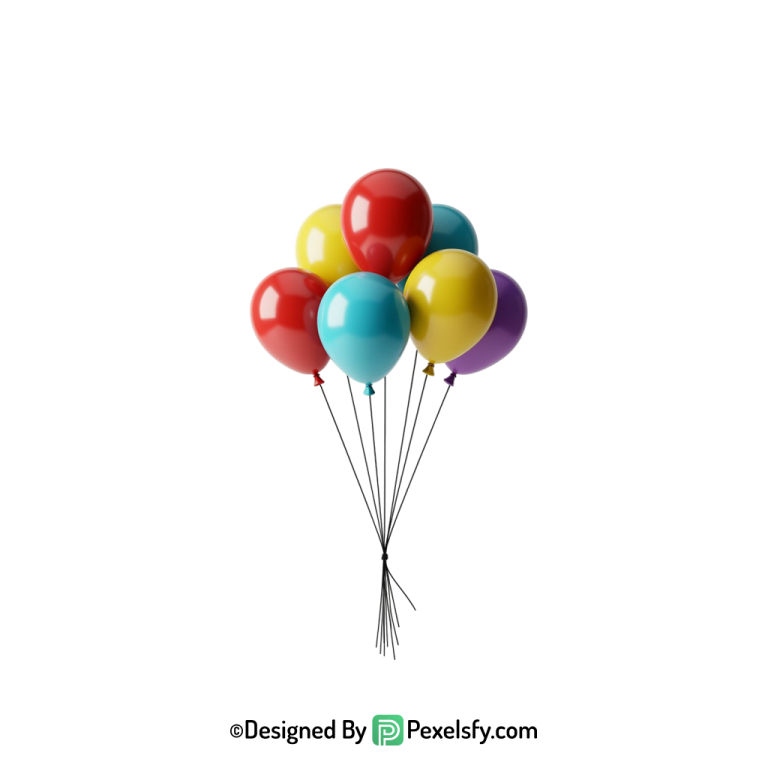 balloons png image in rainbow colors, happy