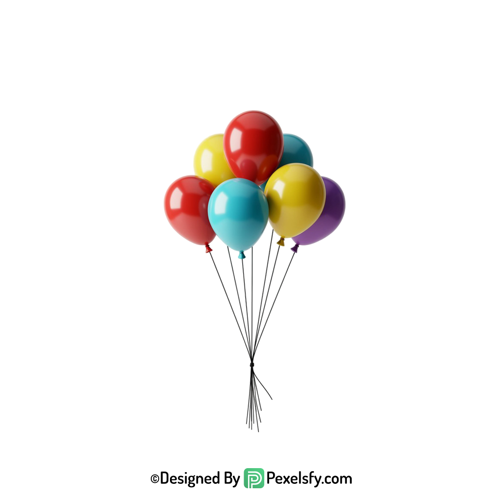 balloons png image in rainbow colors, happy