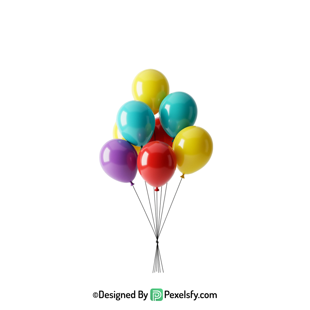 glossy balloons png image in red, happy