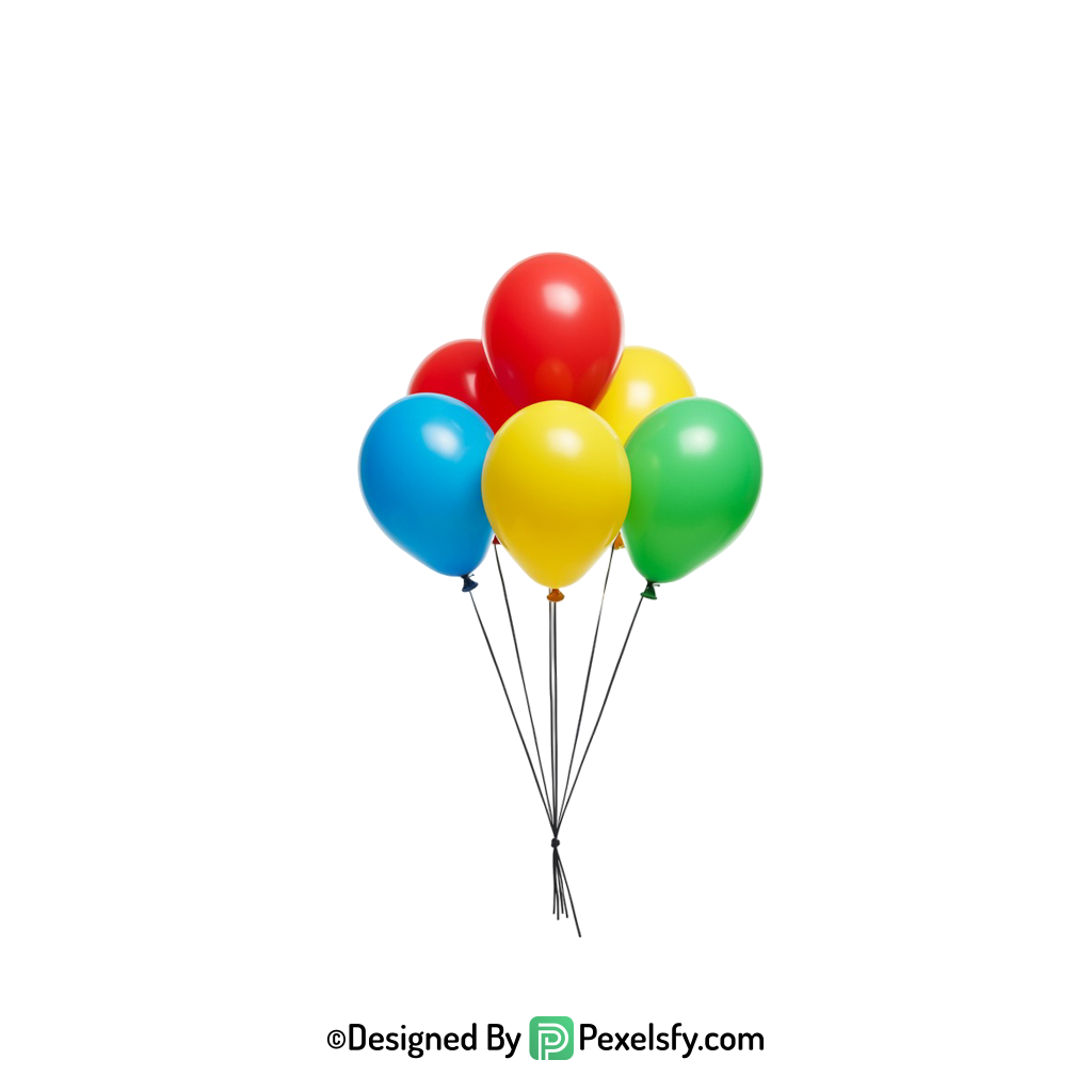bright colourful balloons png for parties, happy