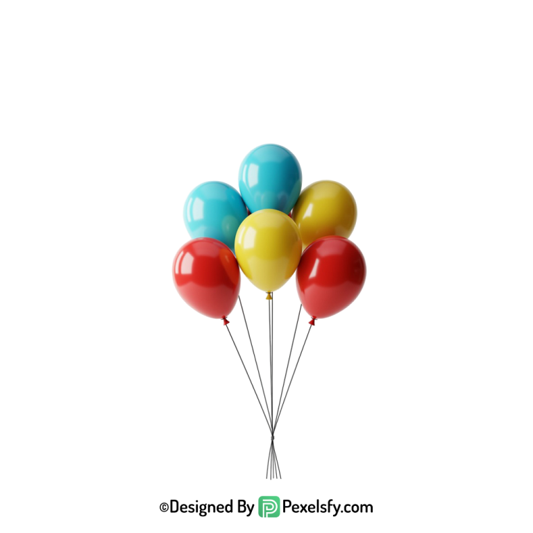 helium colourful balloons png isolated clipart, happy