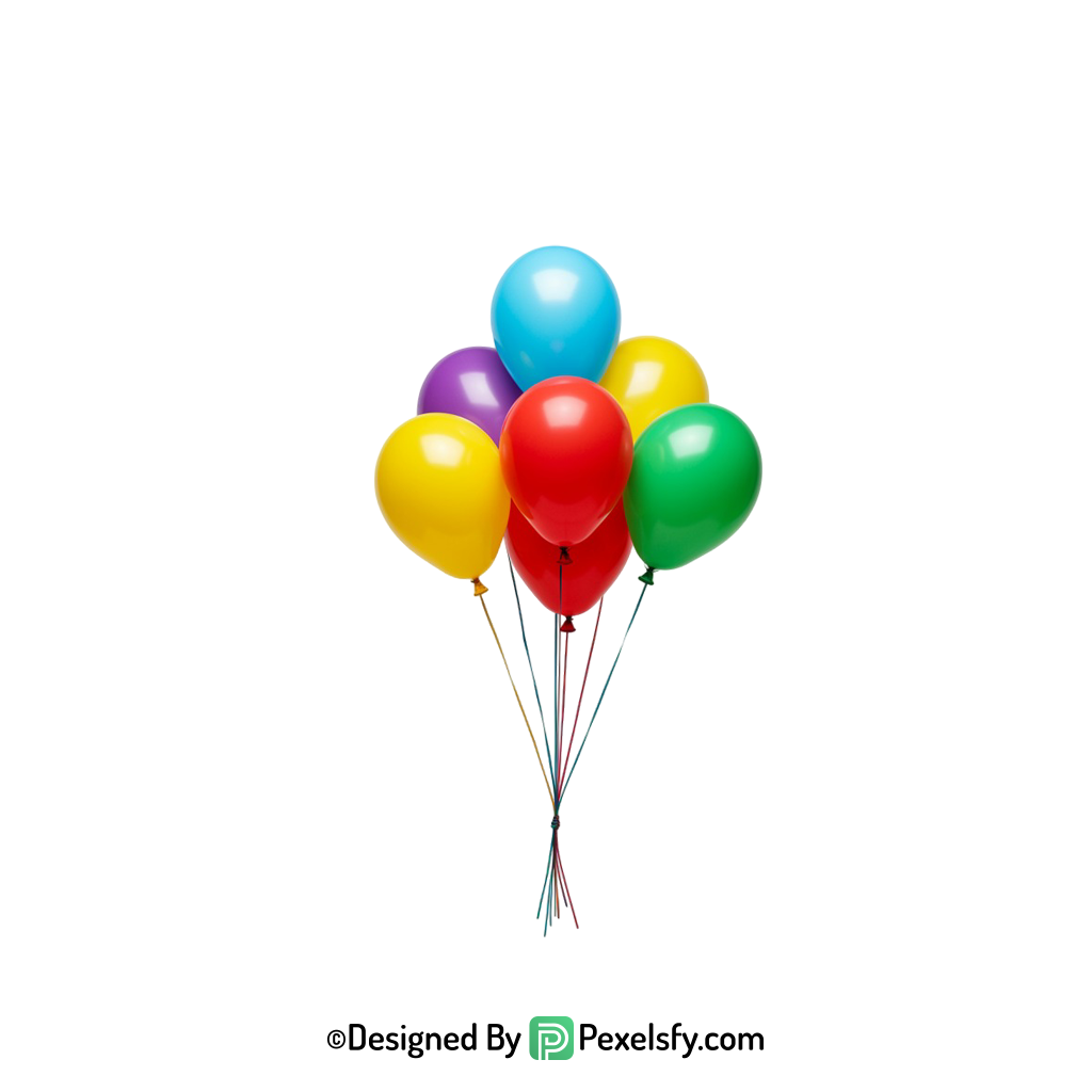 bright cheerful colourful balloons png element, happy